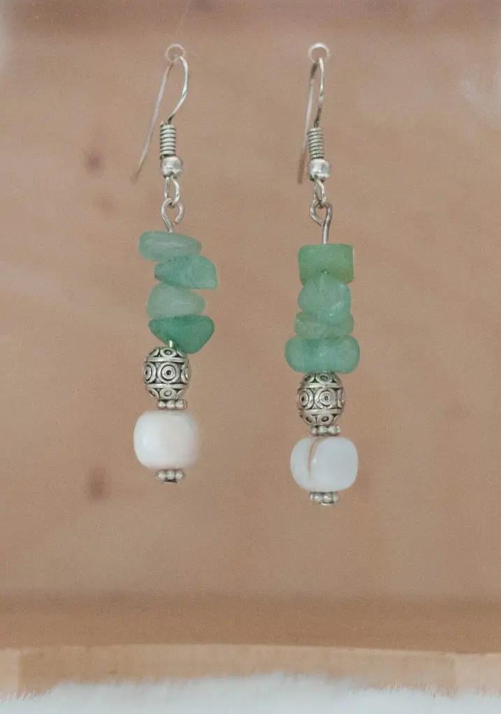 Boucles "Nature" vertes blanches