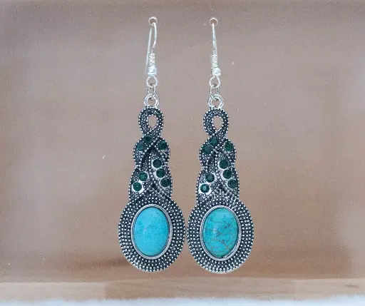 [22-89] Boucles "Amérindiennes" turquoises