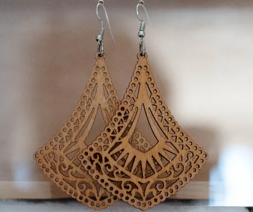 [24-106] Boucles "Bois" Boho triangle